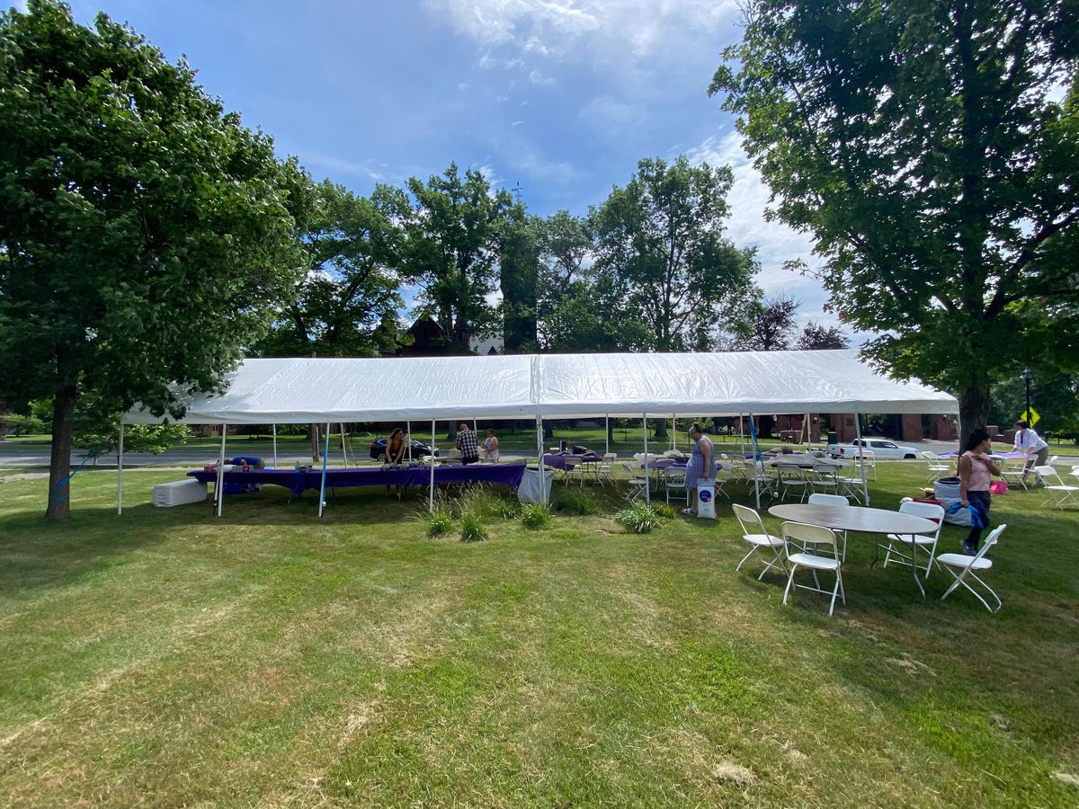 20' x 55' Standard A-Frame Tent set up for an event in Connecticut