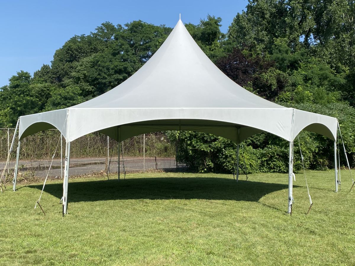 35' x 40' Hexagon Tent set up for an event in Connecticut